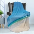 thumbnail image 4 of Ocean Soft Flannel Fleece Blanket, Summer Sandy Paradise Beach Sea and Sunny Sky Scene Secret Dream Space Nature Image, Cozy Plush for Indoor and Outdoor Use, 70" x 90", Cream Blue, by Ambesonne, 4 of 5