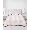thumbnail image 2 of Quilts Twin Size Bedding Set, Pink Striped Lightweight Quilted Comforter, Farmhouse Aesthetic Modern Stripes Soft Reversible Bedspread Coverlet with Pillow Covers for All Season, 68" x 86", 2 of 7