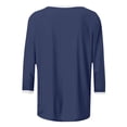 thumbnail image 6 of thefmos Women's Fall Winter Round Neck 3/4 Sleeve Solid Basic Casual Pullover Tops Tshirt Comfy Loose Fit Blouses for Women Cute Trendy Everyday Wear Business Work Clothes, Navy M, 6 of 7