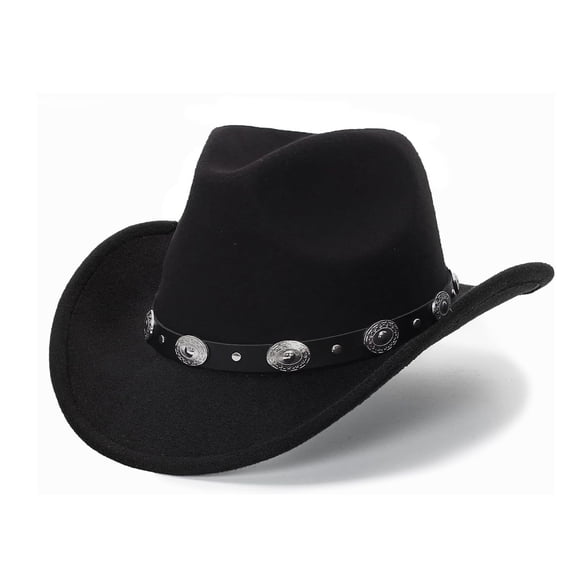 Western Cowboy Hat for Men Women Classic Fedora Hat with Buckle Belt (Size:M-L)