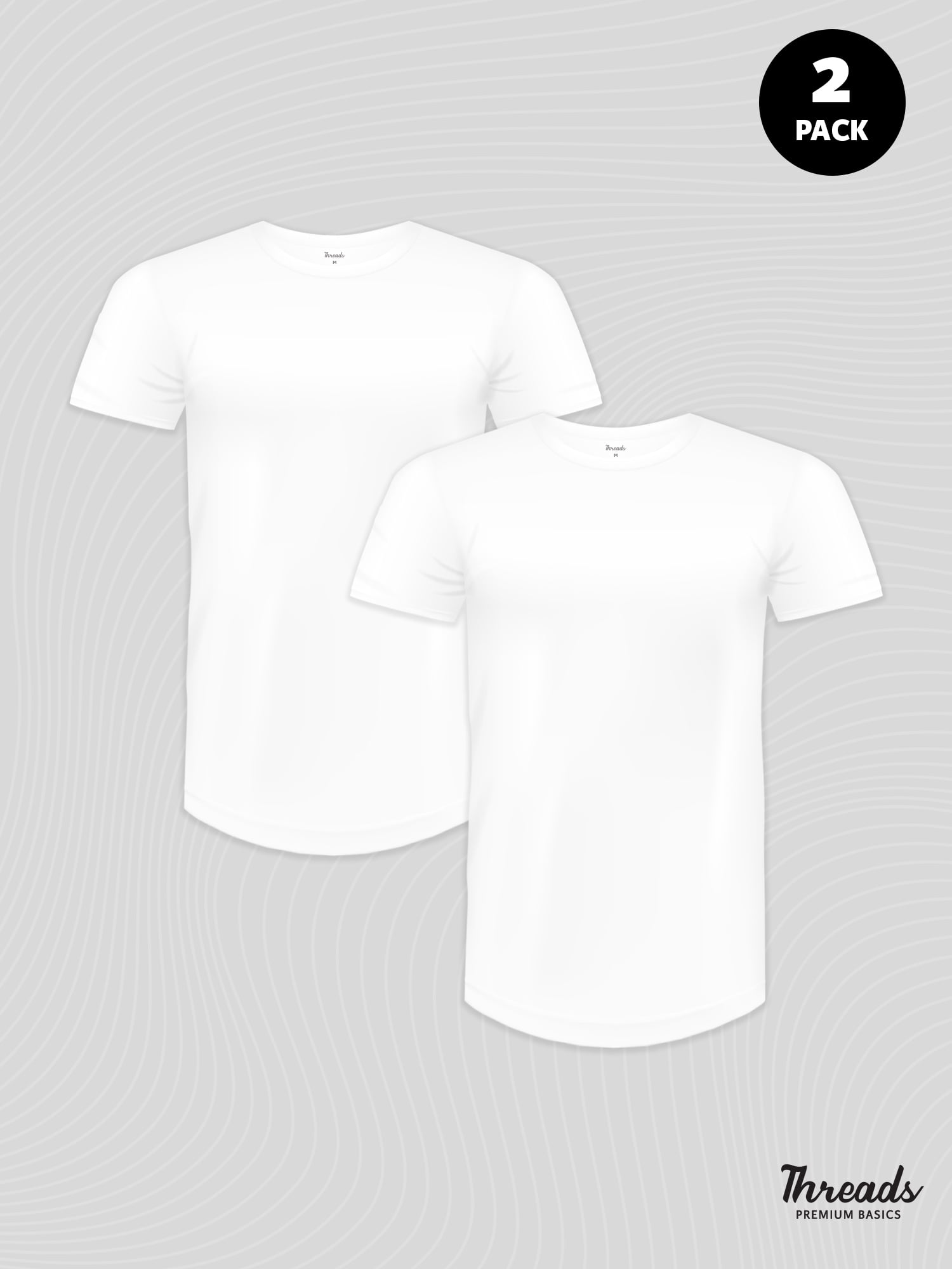 Threads Men's, Ultra-Soft Crewneck T-Shirt, Moisture Wicking, Anti-Odor, 2-Pack, Classic White