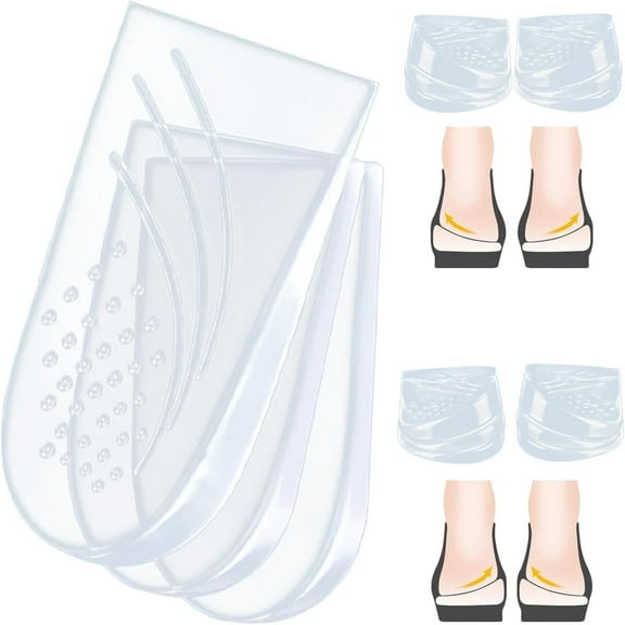Lingsheng 3-Layers Adjustable Heel Wedge Insoles, Adhesive for Supination & Pronation, Bow Legs, Knee Pain, Foot Alignment, Clear, S (4-7.5 Women, 6-7 Men)