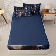 thumbnail image 4 of Castle Fairy Rustic American Flag Moose Zipper Queen Comforter Set with Fitted Sheet and 2 Pillowcases,Jungle Wildlife Deer Camouflage Zipper Bedding Set,Navy Blue Reversible,4 Pieces, 4 of 6