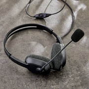 onn 3.5mm AUX Stereo Headset with Built-In Microphone, Black