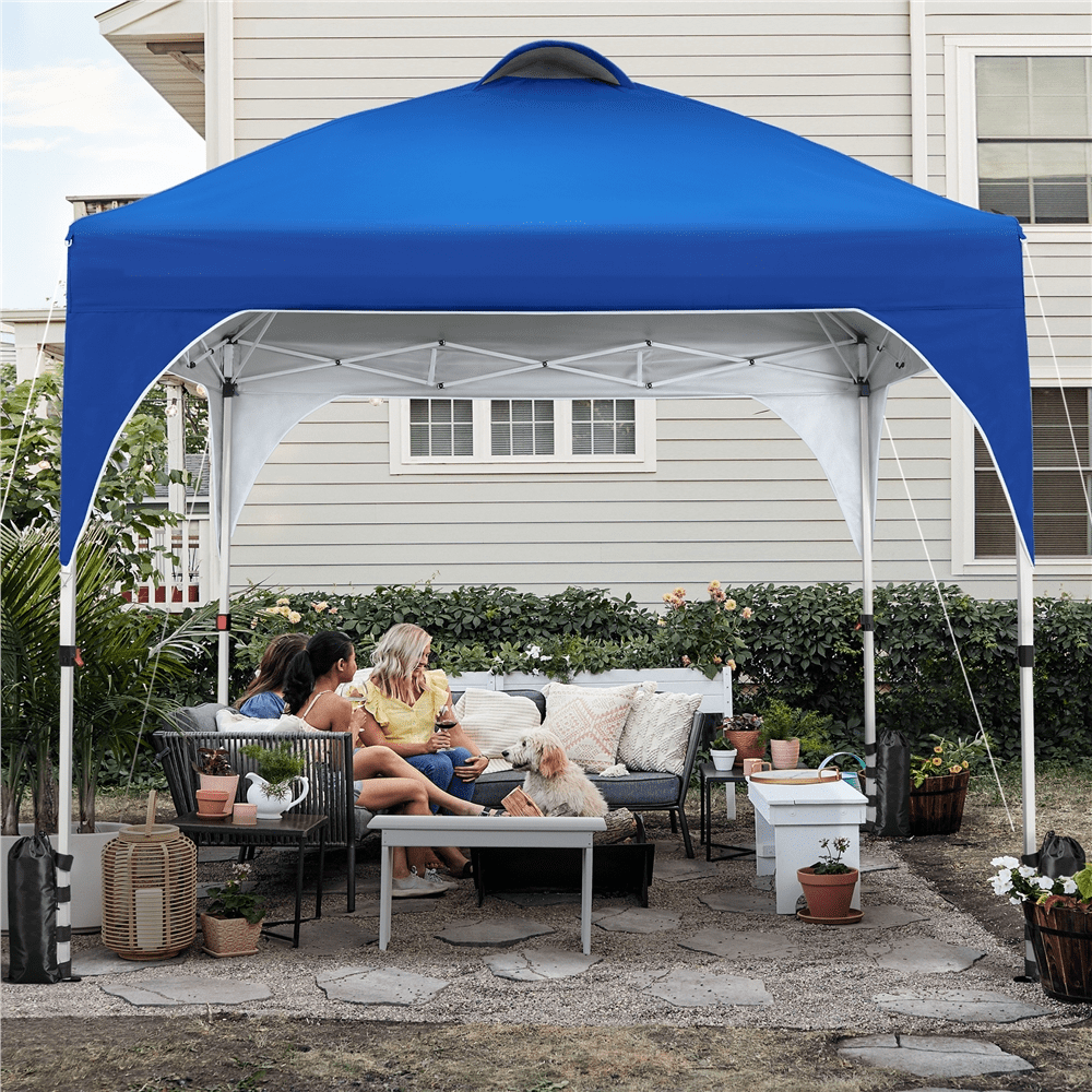 Renwick 10x10ft Outdoor Instant Pop-Up Canopy with 4 Sand Bags, Blue