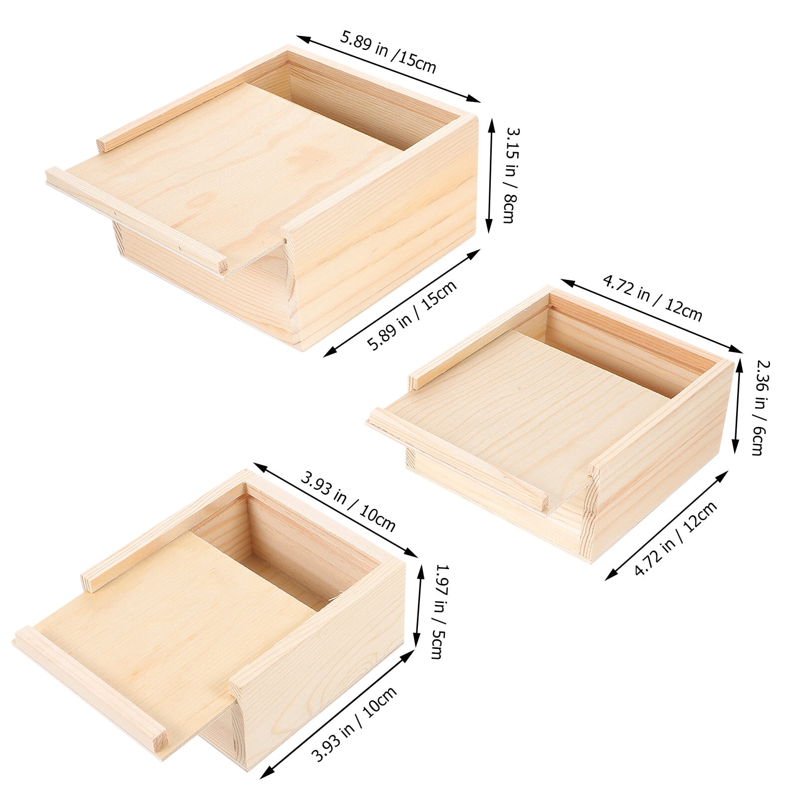 Wooden boxes 3pcs Wooden Box Wooden Tool Box Photo Storage Box Jewelry Sliding-lid Wooden Box