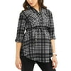 Oh! Mamma Maternity Woven Long Sleeves Button Front Shirt with Pocket - Available in Plus Sizes