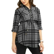 Maternity Woven Long Sleeves Button Front Shirt with Pocket - Available in Plus Sizes