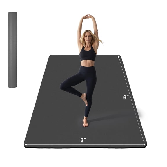 Extra Wide Large Yoga Mat (72" x 36") - Non-Slip Exercise Mat for Home Gym & Floor Workouts, Thick 1/4 Inch Cushion for Men & Women BLACK