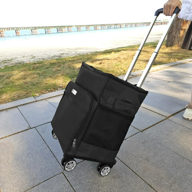 Cooler HipierFX portátil de 38 litros, suave y plegable con ruedas, color negro