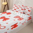 thumbnail image 3 of Manfei Chic Bow Zipper Twin Comforter Sets with Fitted Sheet and 2 Pillowcases,Red Bowknot Zipper Bedding Set,Polkadot Reversible,4pcs, 3 of 7