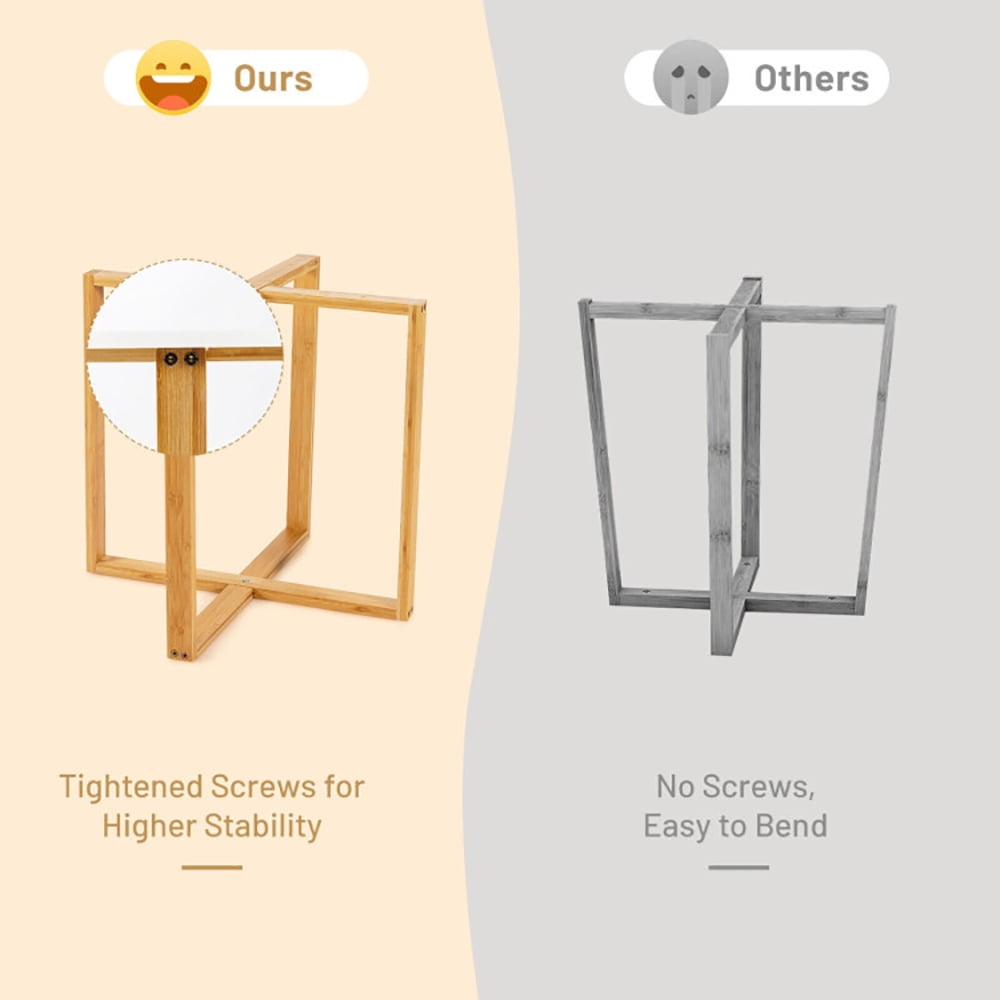 Finihen Round End Side Table, Multifunctional Round Side End Table with Bamboo Legs and X-Shaped Base, for Living Room, Bedroom, White Finihen Round End Side Table, Multifunctional Round Side End Table with Bamboo Legs and X-Shaped Base, for Living Room, Bedroom, White