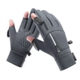 thumbnail image 6 of harmtty 1 Pair Winter Cycling Gloves Great Friction Particle Palm Finger flip Unisex Soft Thickened Warm Windproof Waterproof Reflective Zipper Pockets Outdoor Gloves Grey1, 6 of 8
