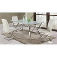 thumbnail image 3 of Milan Jaina 61" Contemporary Steel and Starphire Glass Dining Table in White, 3 of 3