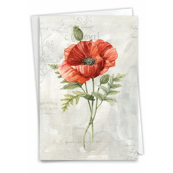 NobleWorks Thank You Greeting Card with 5 x 7 Inch Envelope (1 Card) Multicolored Botanicals C8853FTYG