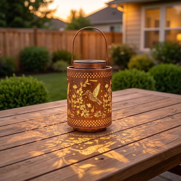 WZB Hummingbird Metal Hanging Solar Lantern, Waterproof LED Outdoor Decor for Yard Patio Lawn, Gift for Women