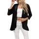 thumbnail image 4 of Cárdigan de manga tres cuartos para mujer de VISgogo, blusas con dobladillo caído con volantes de Color sólido con parte delantera abierta, prendas de vestir finas de estilo informal de calle VISgogo  moda, 4 of 6