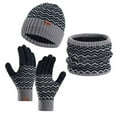 thumbnail image 2 of Brilliant Winter Hats and Gloves for Men Men's Stripe Winter Woolen Hat Set Color Blocked Knitted Hat Scarf Glove Gray, 2 of 3
