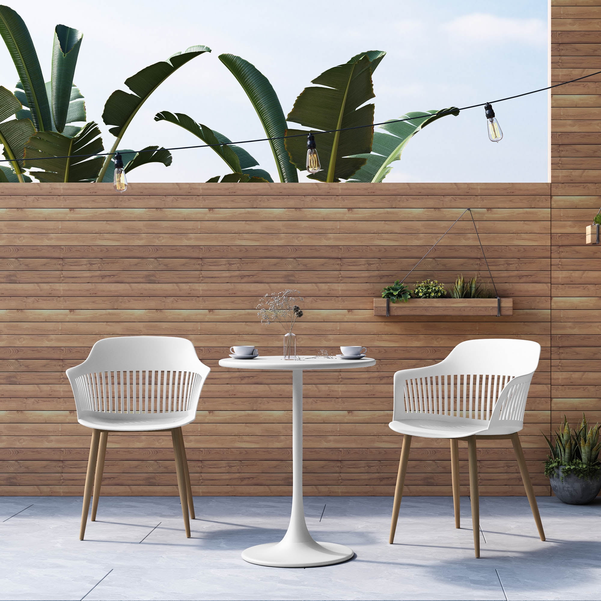 Jamesdar Kurv Steel 24" Outdoor Bistro Table in White