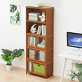 thumbnail image 4 of MoNiBloom Bamboo Tall 5 Tiers Bookcase, Free Standing Shelf with Acrylic Door, Brown, for Living Room, 4 of 10
