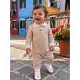thumbnail image 4 of Cjfdfy Cute Baby Boy Spring Fall Winter Clothes Bewborn Baby Boy Going Home Outfit 0 3 6 12 18 Months Textured Collared Romper Long Sleeve Half Button-up One Pieces Jumpsuit, 4 of 9