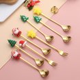 thumbnail image 3 of Juego de cucharas navideñas de acero inoxidable con tema de árbol, Papá Noel y estrella. Cucharas para remover café. Utensilios de cocina festivos con caja de regalo, 3 of 7