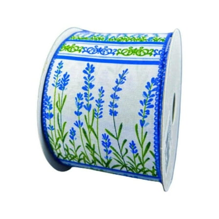 2.5" Bluebonnets Satin Ribbon: White (10 Yards)