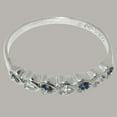 thumbnail image 6 of LBG British Made Traditional Solid 10k White Gold Ring with Natural Diamond & Sapphire Womens Eternity Ring - 33 size options - Size 4.25, 6 of 9