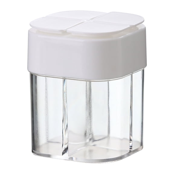 Gallickan Four Compartment Spice Box, Flip Top Transparent Kitchen Storage Containers, Portable Seasoning Organizer for Barbecue Seasoning Salt Pepper, White
