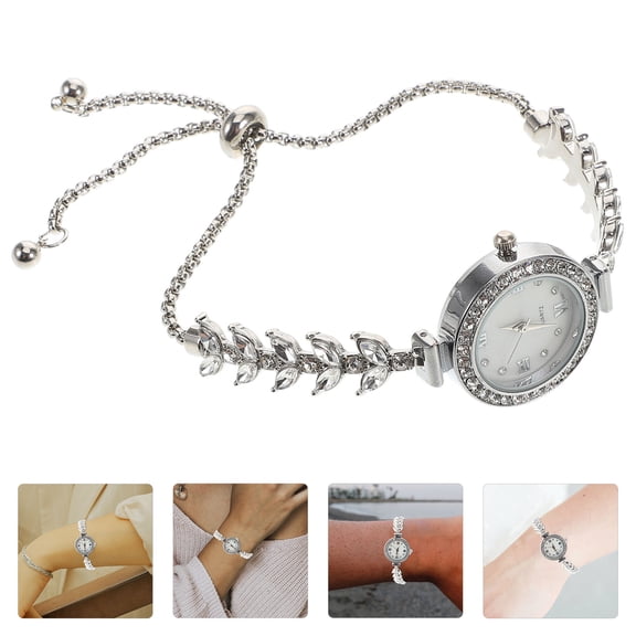 MLINS Crystal Women Vintage Watch Luxury Mermaid Bracelet Small Silver Watch Ladies Analog Waterproof Watch Fashion Bangle Bracelet Dress Watch with Rhinestones Band