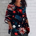 thumbnail image 2 of BangWanChi 3/4 Length Sleeve Womens Tops Plus Size Women's Ladies Fashion Casual Cropped 3/4 Sleeve Printing Cotton Loose Shirt Blouse Top, 2 of 5