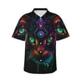 thumbnail image 1 of Balery Futuristic Cat Warrior Camisas hawaianas de manga corta para hombre, camisas playeras de corte holgado, camisas de vacaciones con botones,3X-Large, 1 of 7