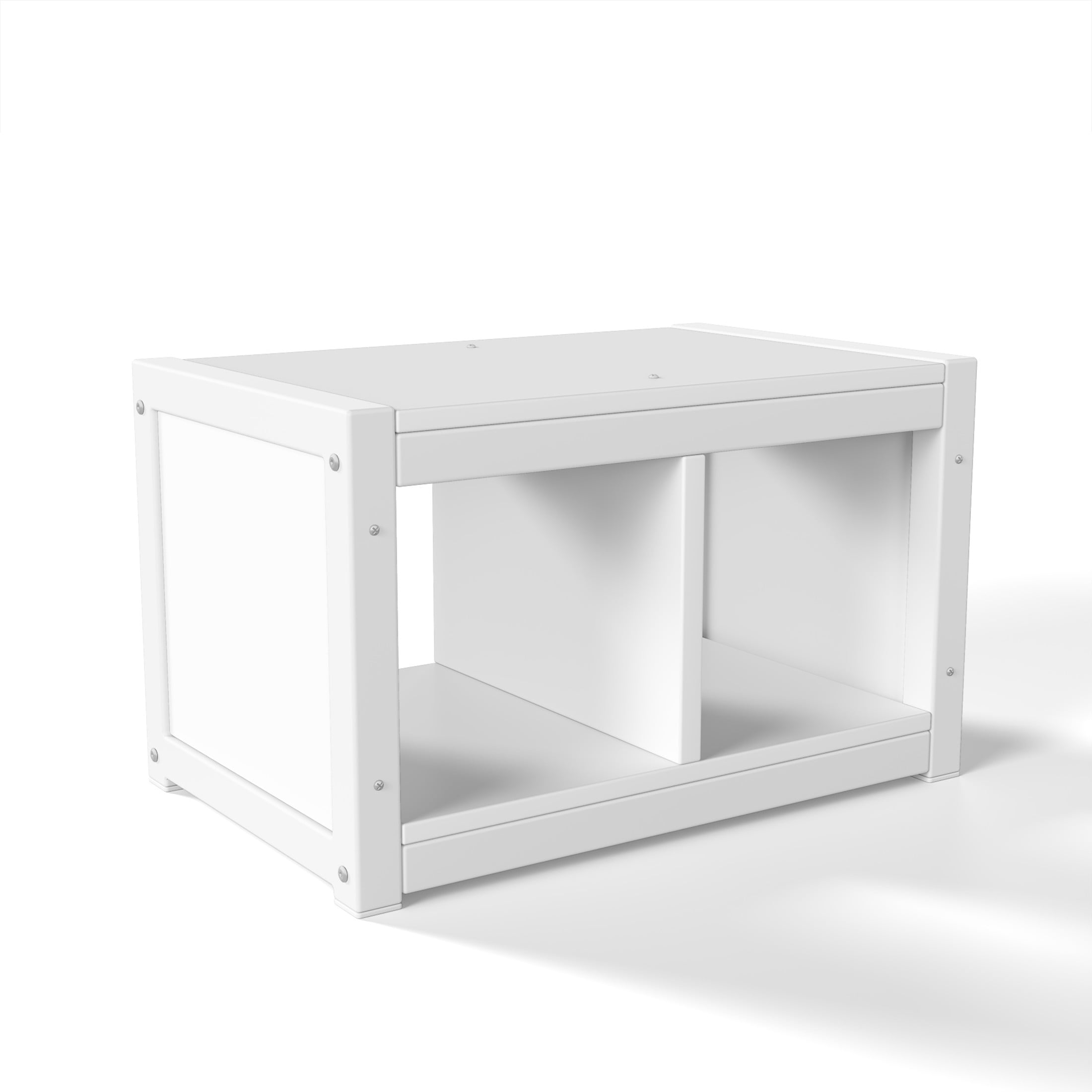 GDF Studio Twin over Full Playhouse Bunk Bed with Slide, Ladder, LED Light, Cabinet & Curtain Rod, White