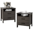 thumbnail image 1 of Gymax 2PCS Nightstand End Table Sofa Bed Side Table w/ 2 Drawers Cable Hole Walnut, 1 of 6