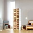 thumbnail image 3 of ANTBOX Portable Shoe Rack Organizer, Stackable Sneaker Organizer Cabinet with Magnetic Door, Folding Design, Clear Plastic Storage Container, 10 Tier 20 Pairs (Brown) - S2-S20-D10, 3 of 5