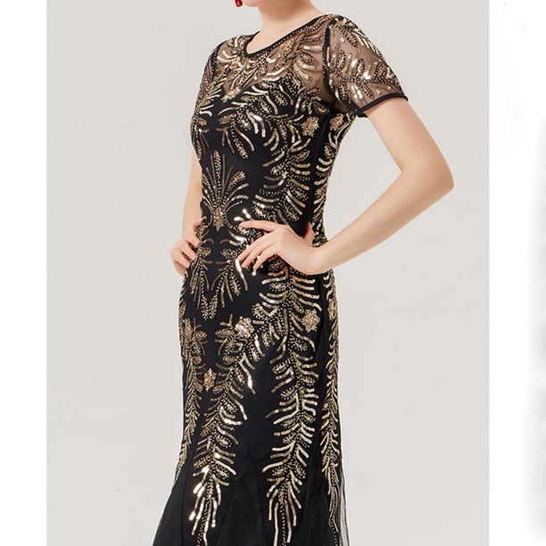 Lovskoo Wedding Guest Dresses for Women Evening Gown Trendy Short Sleeve  Dress Mesh Sparkly Glitter Party Club Long Wrap Evening Formal Cocktail  Dresses 2023 Black - Walmart Business Supplies