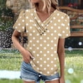 thumbnail image 2 of ZQUUVOU Women's Casual T-Shirt V-Neck Casual Short Sleeved Blouse Khaki (3XL), 2 of 5