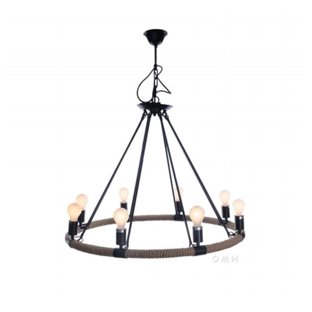 Old Modern Handicrafts AL008 Rope Pendant Lamp, 8 Bulbs