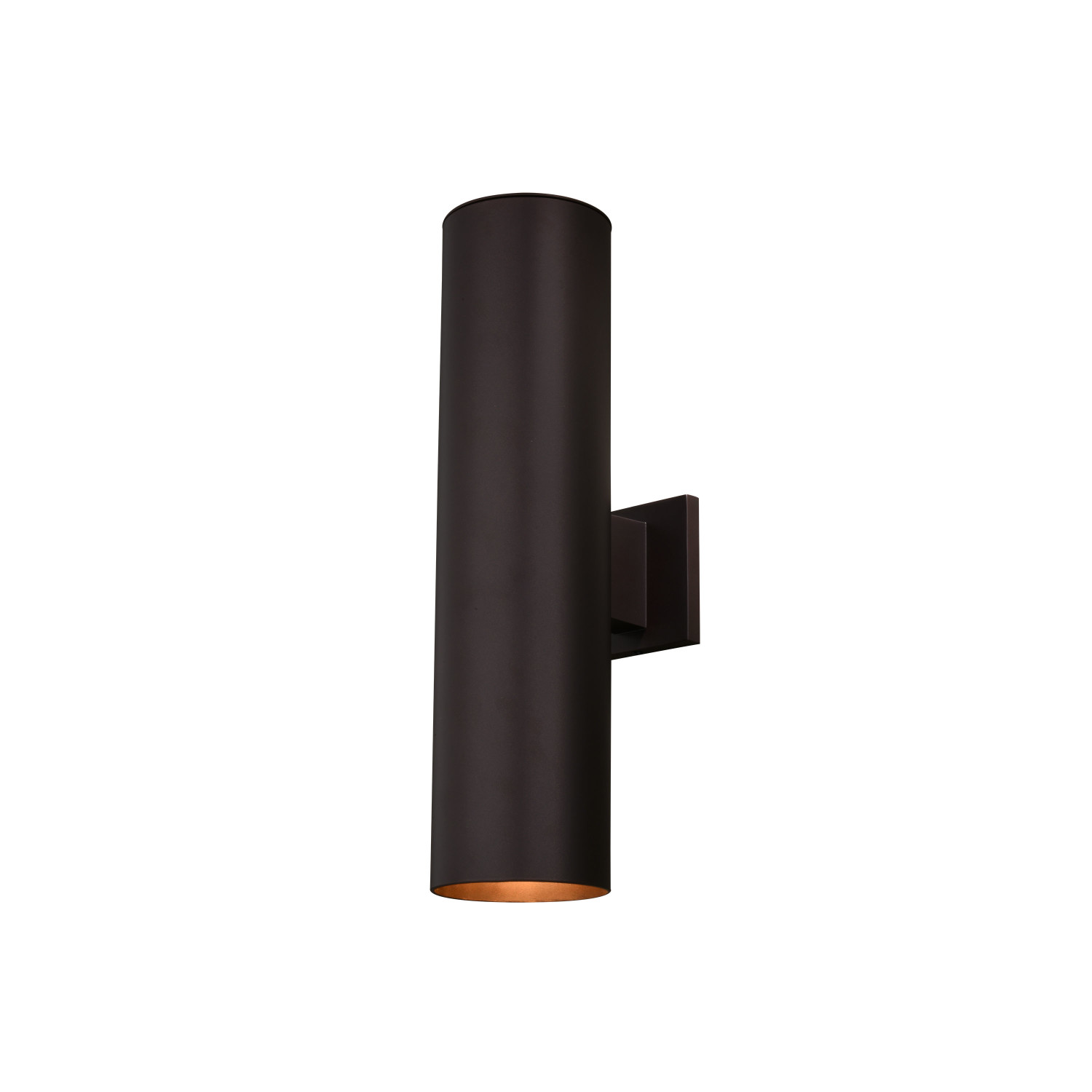 Chiasso 20 in. H 2-Light Deep Bronze Modern Outdoor Wall Sconce with Rust-Resistant Aluminum Shade, Up Down Lighting, LED Compatible Lantern Fixture, Use For Exterior Porch Patio Front Door Garage