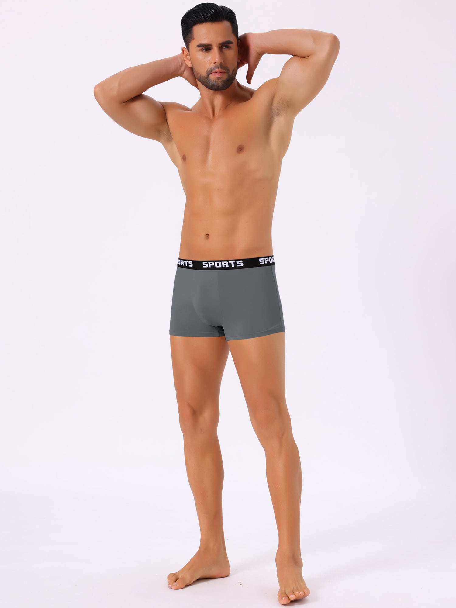 DARING DIVA Men's Lightweight Short Leg Stretch Boxer Briefs 28 Dark Gray