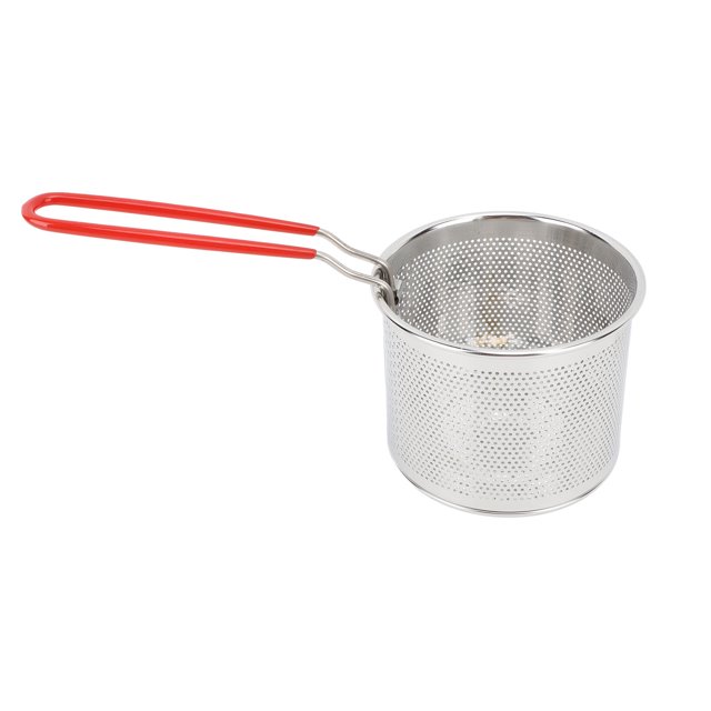 Panier Frites, 304 en Acier Inoxydable Rond Panier Frites avec Poignée Résistant à la Chaleur pour Cuisine Restaurant Café Barbecue