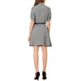 thumbnail image 3 of INSPIRE CHIC Women's Plaid Half Sleeve Button Down Dress Black L, 3 of 6