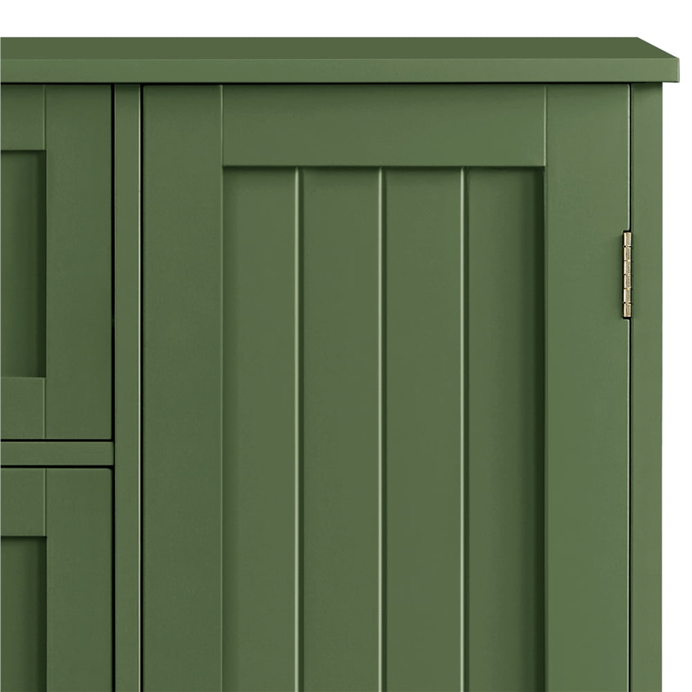 Yaheetech Modern Wooden Bathroom Storage Cabinet with 4 Drawers and Cupboard, Green