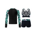 thumbnail image 2 of TiaoBug Kids Girls 3 Piece Swimwear Rash Guard Long Sleeve Zipper Front Jacket Crop Tank Cop and Shorts Swimsuits Surfing Beachwear Lily 12, 2 of 7