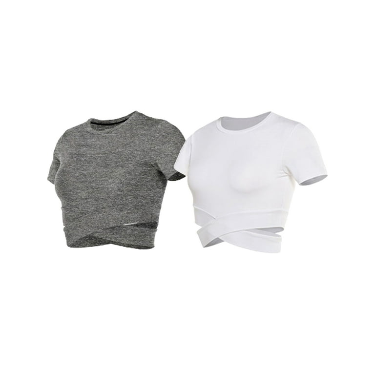 Women Gym White Yoga Crop Tops Yoga Shirts Sleeveless T Shirt