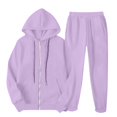 thumbnail image 5 of Womens Tracksuit Zip Up Hoodie Sweatsuits 2 Piece Outfits Jogger Pant Sets with Pockets Baggy Sweatshirt Sportswear (XL, Purple 01), 5 of 7
