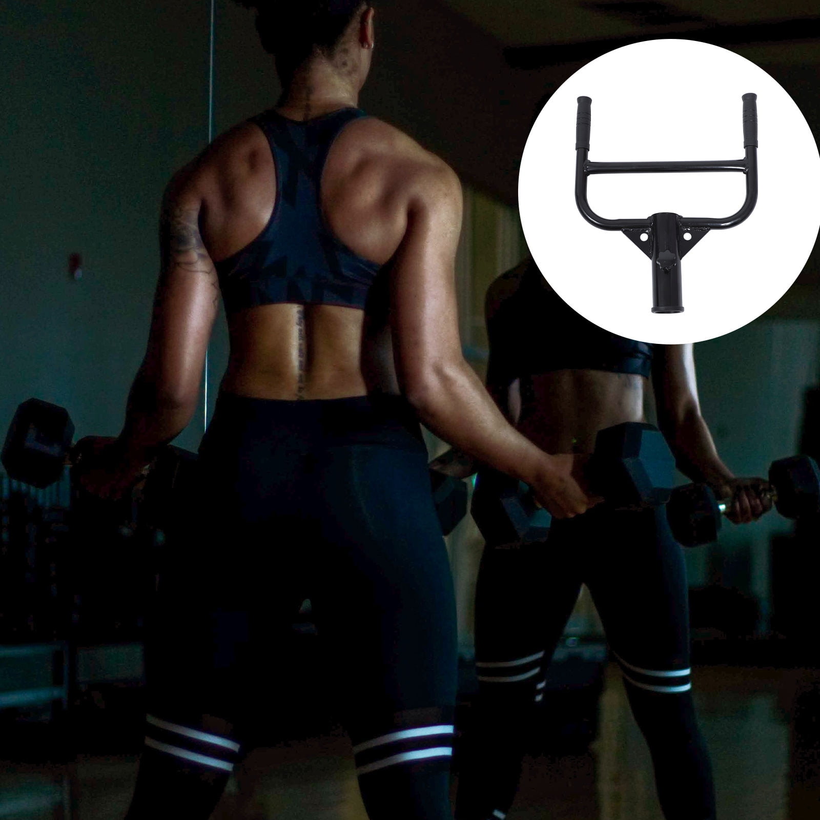 PENIKOKO Black Barbell Handle Gym Equipment for Back Pulling Exercise, Easy to Install Fitness Workout Accessory, 1Pc