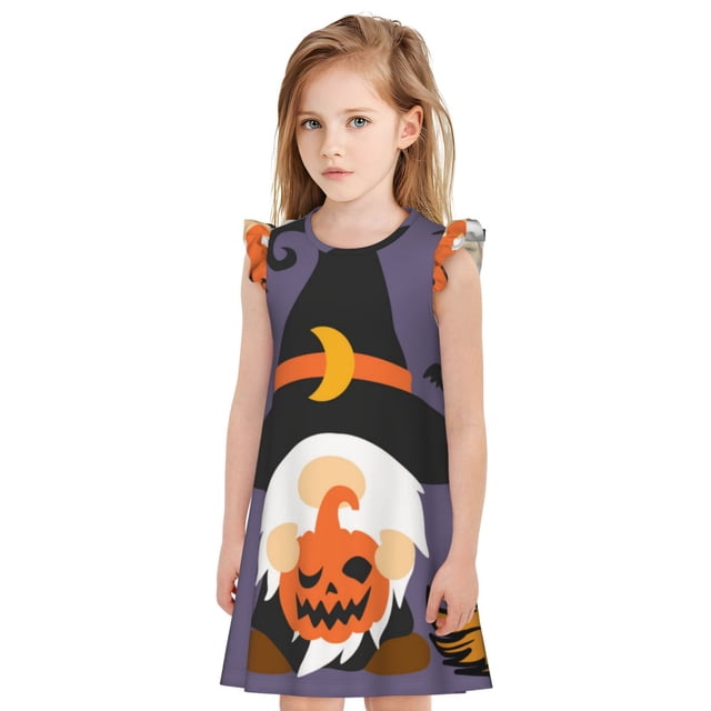 Balery Halloween Gnomes Camisón de princesa para niñas, pijama de algodón con mangas abullonadas, suave y bonito.-Large