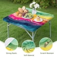 thumbnail image 4 of Colorful Tie Dye Wave Pattern Square Fitted Tablecloth with Elastic Edge,Square Table Cover,Washable Elastic Table Cover for Home Kitchen Party Decor 36"x36", 4 of 6