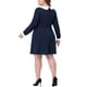 thumbnail image 3 of Vestido de mujer de talla grande Agnes Orinda con cuello Peter Pan, manga larga, midi, en línea A, 2X, azul marino, otoño invierno, 3 of 6